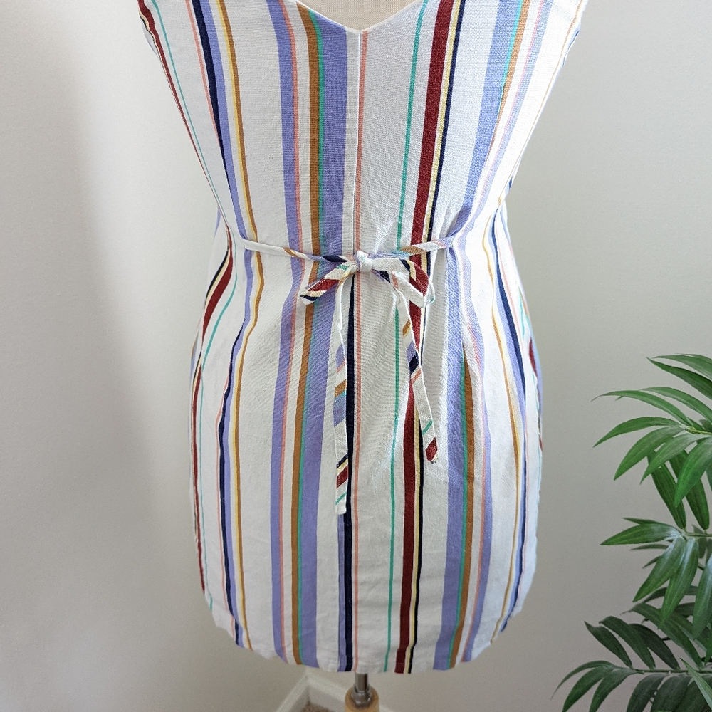 Lush Multicolor Stripe Button Down Wrap Mini Dres… - image 5